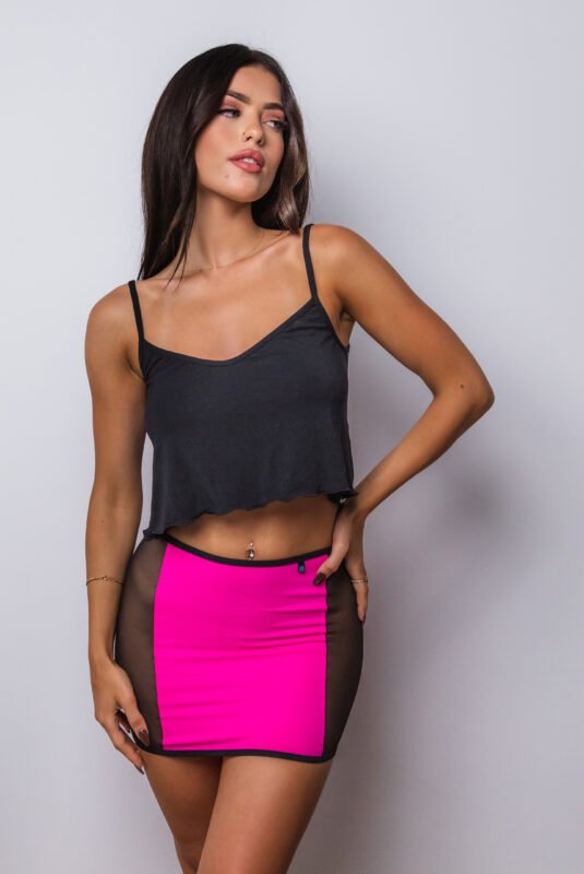 Swipe Right Black Pink 5691 Skirt Front